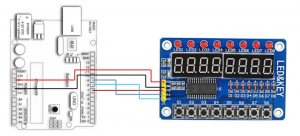 Connect the TM1638 module to Arduino 